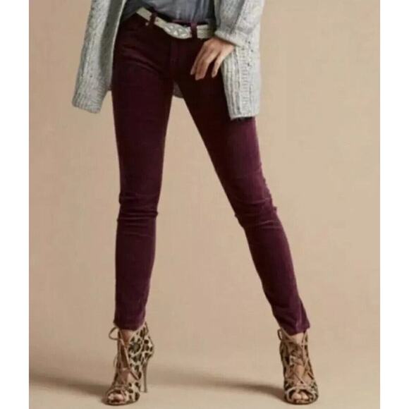 Cabi Brushed Corduroy Skinny Pants #3197 Women's 16 Purple Wine Plum Pockets - Picture 2 of 5